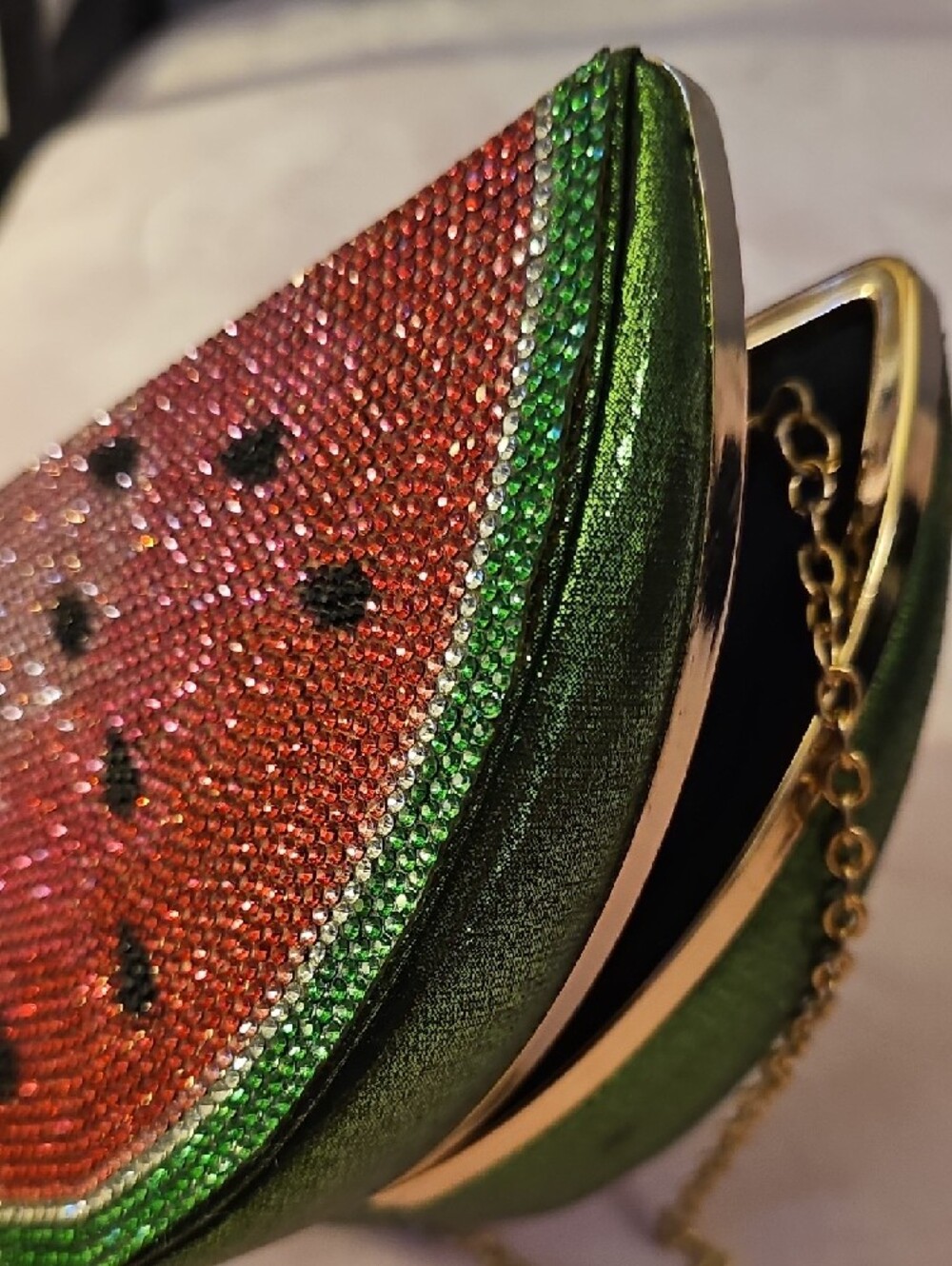 Watermelon Crystal Clutch Bag - Pink/Green - Picture 13 of 14
